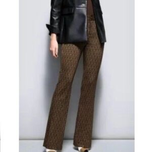 Cabi Director Jacquard Knit Trousers Women’s Size 6 High Waist Flare Career 4505